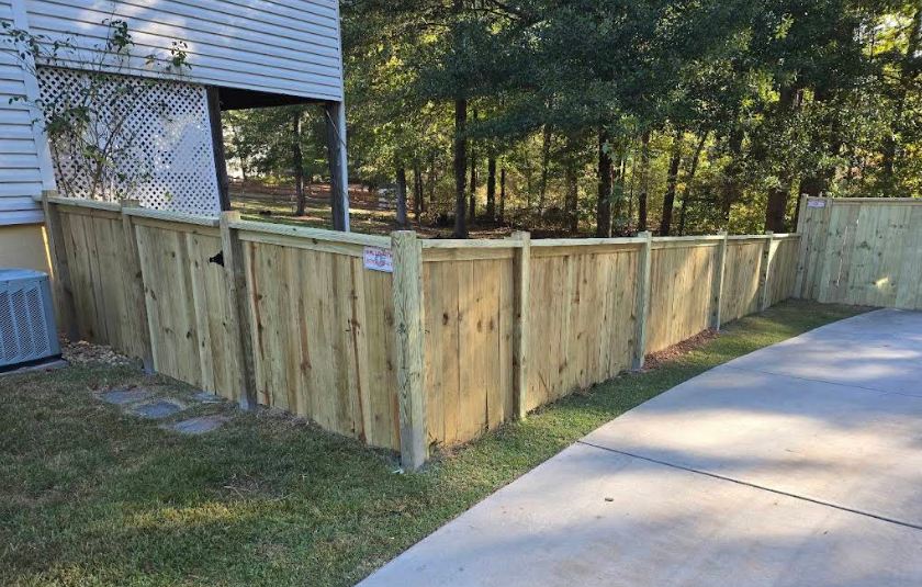 Modern horizontal slat fence